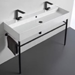 Scarabeo 8031/R-120B-CON-BLK Double Ceramic Console Sink and Matte Black Stand
